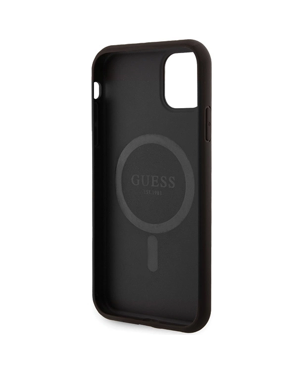 Guess GUHMN61G4GFRK iPhone 11 6.1" | Xr black|black hardcase 4G Collection Leather Metal Logo MagSafe