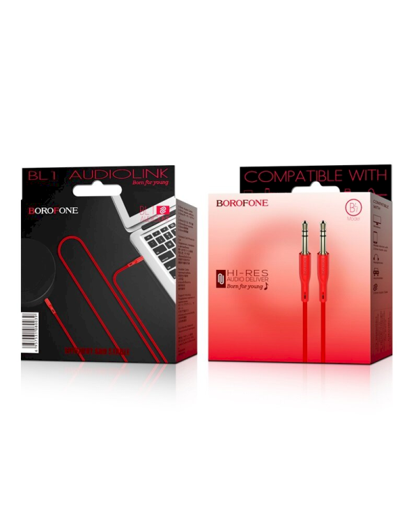 Borofone BL1 Премиум AUX провод 3.5 mm -> 3.5 mm 1m красный
