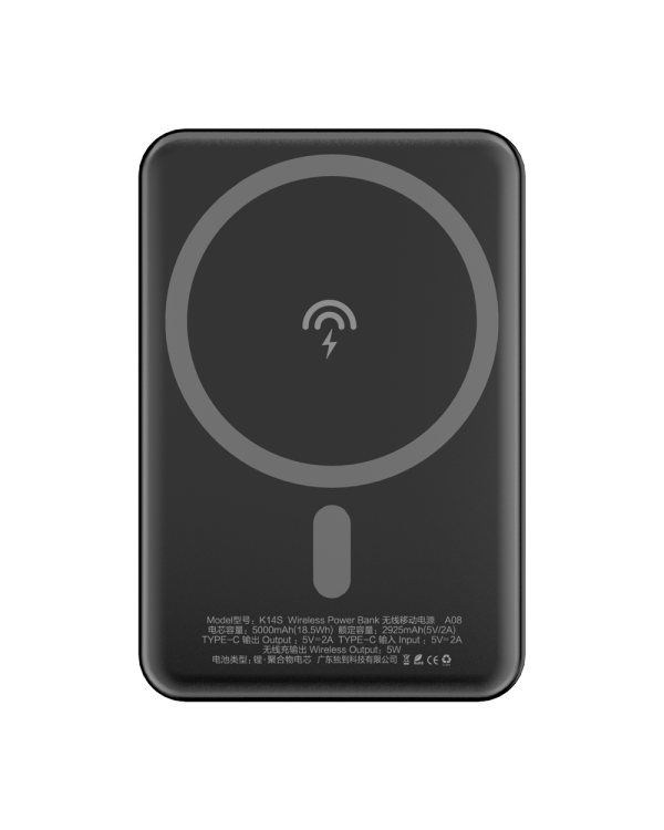 Dudao wireless magsafe power bank 5000mAh black (K14S)