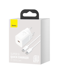 Baseus Super Si Quick Charger 1C 25W с кабелем USB-C для USB-C 1м (белый)