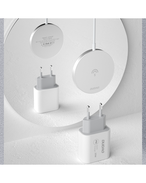 Dudao 15 W magnetic wireles Charger + 20 W wall charger included (MagSafe compatible) white (A12XS)