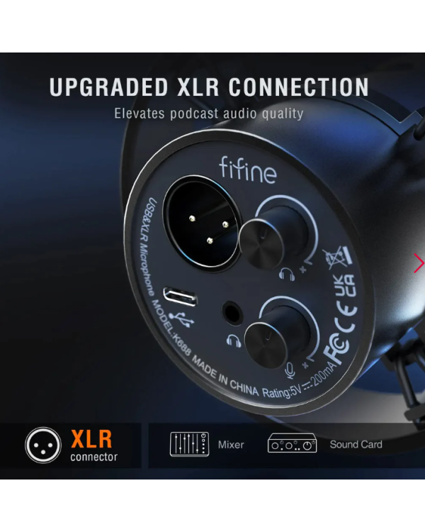 Микрофон Fifine K688 для игр | подкасты | потоки | XLR черный