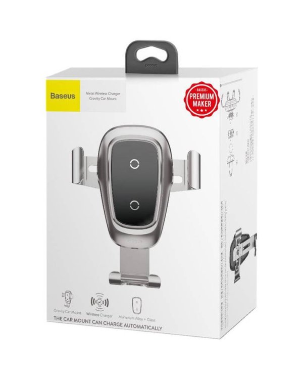 Автомобильный держатель Baseus WXYL-B0S с беспроводной зарядкой + кабель 1,2 м серебристый