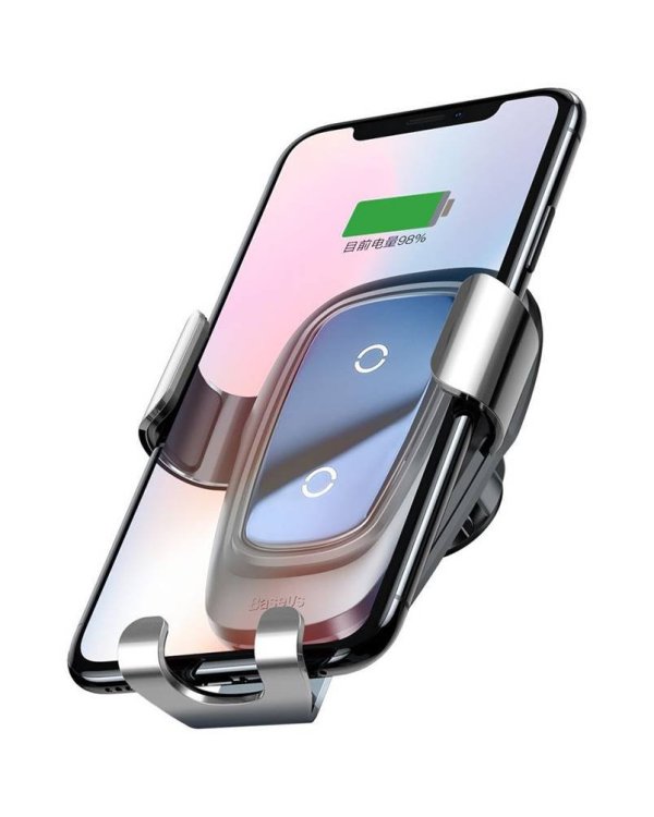 Автомобильный держатель Baseus WXYL-B0S с беспроводной зарядкой + кабель 1,2 м серебристый