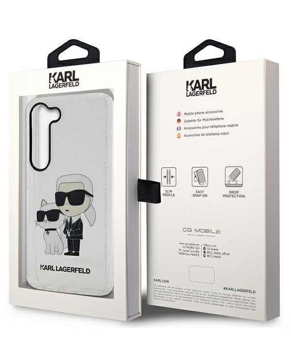 Karl Lagerfeld IML Glitter Karl and Choupette NFT Case for Samsung Galaxy S23+ Transparent