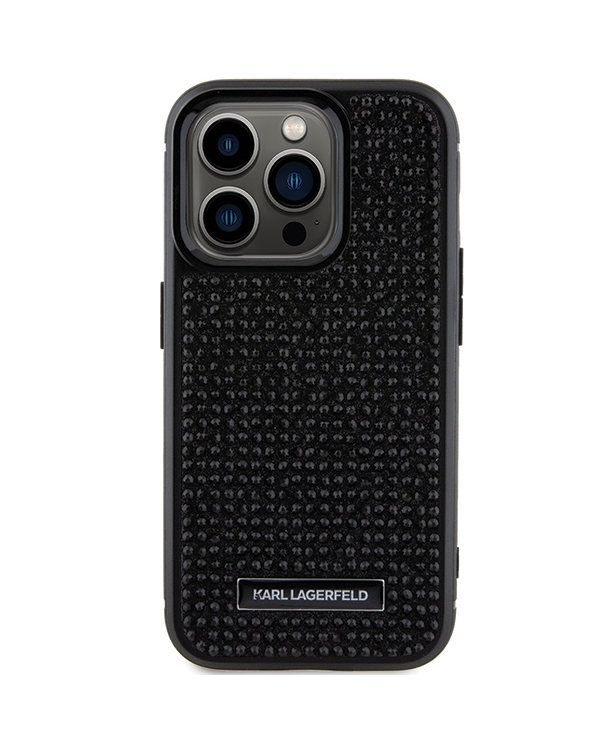 Karl Lagerfeld KLHCP15LHDSPLK iPhone 15  Pro 6.1" czarny|black hardcase Rhinestone Logo Metal Plate