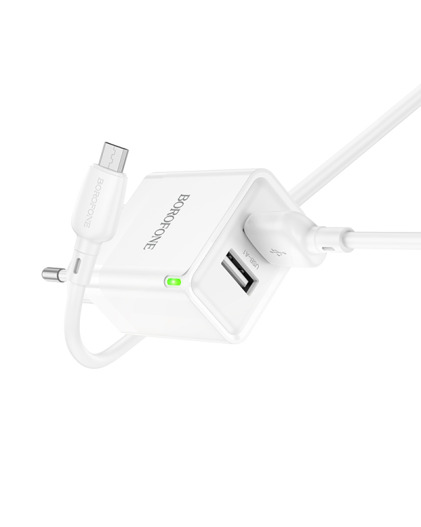 Borofone Wall charger BN15 Strong - 2xUSB - 2,1A with USB to Micro USB cable white
