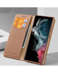 Dux Ducis Hivo case Samsung Galaxy S23+ flip cover wallet stand RFID blocking brown