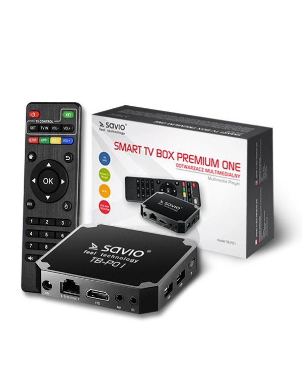 Savio TB-P01 Приставка для TV Android 9.0 / 4K / Wi-Fi / 2GB / 16GB / 4 x 1.2 Ghz / H.265 / HDMI v2.0 / USB / Micro SD