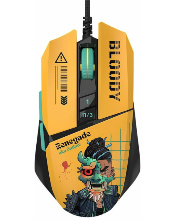 Проводная игровая мышь A4TECH Bloody W63 Max Renegade | RGB | 7 кнопок |12000CPI | желтая