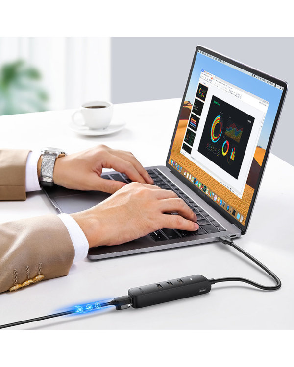 Ugreen adapter USB Type C - Ethernet RJ45 | 3 x USB black adapter (CM416)