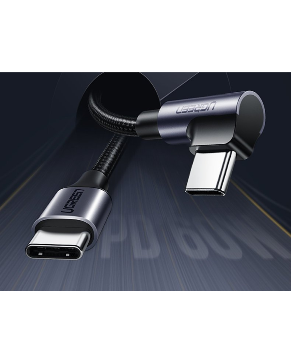 Ugreen angled cable USB Type C - USB Type C Power Delivery 60 W 20 V 3 A 1 m black-gray cable (US255 50123)