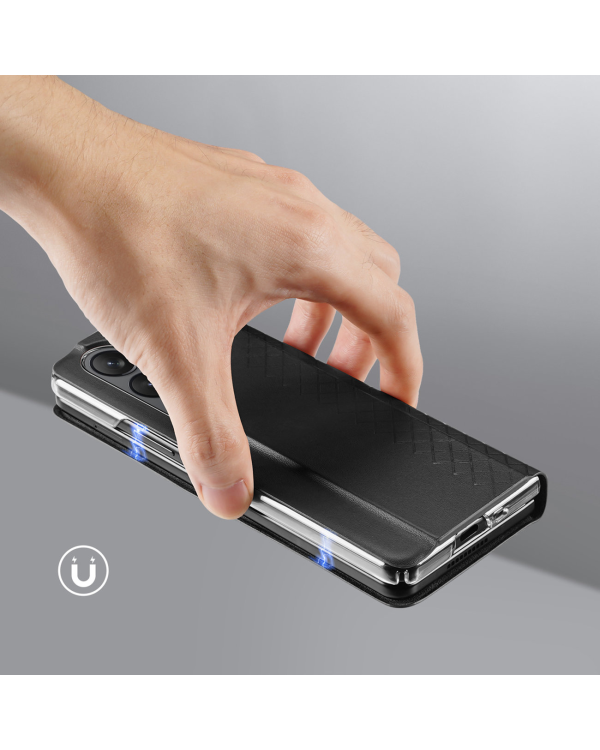 Dux Ducis Bril Leather Flip Wallet Case for Samsung Galaxy Z Fold5 5G - Черный