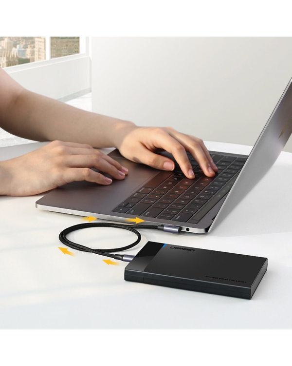 Ugreen angled cable USB Type C - USB Type C Power Delivery 60 W 20 V 3 A 1 m black-gray cable (US255 50123)