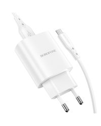 Настенное зарядное устройство Borofone BN1 Innovative - USB - 2,1A с разъемом USB - MicroUSB белое