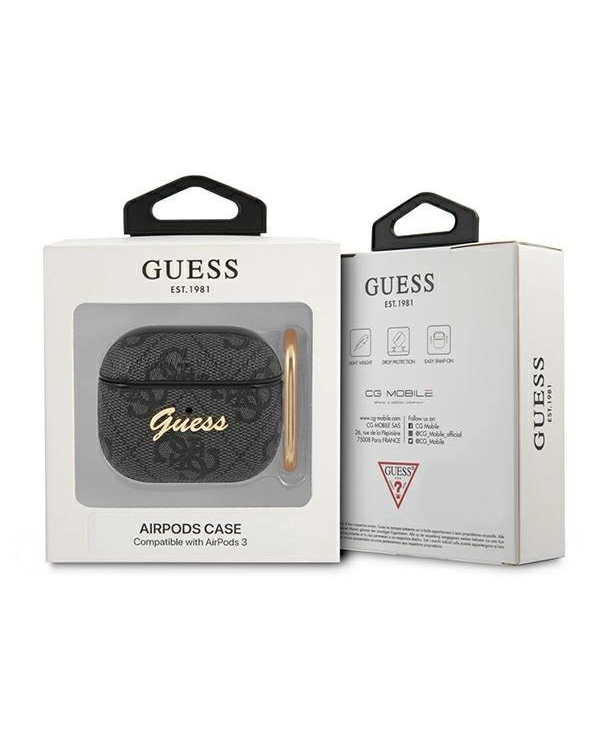 Guess GUA34GSMK AirPods 3 чехол 4G Script Metal Collection серый