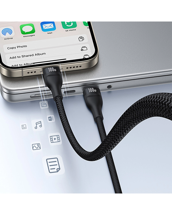 Baseus Flash Series 3 3in1 cable 100W USB-C - USB-C+USB-C+ Lightning 1.5m + 3 x 0.25 m - black