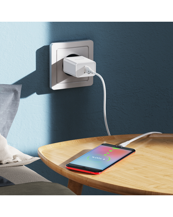 Зарядное устройство для телефона Borofone BN5 | USB | Quck Charge 3.0 | 18 Вт | + кабель Micro USB белый