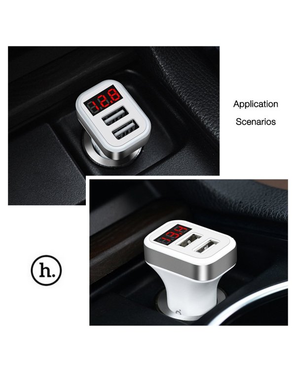 Hoco Premium Z3 Fast Dual USB 3.1A Универсальный 2x USB Быстрое Автомобильное зарядное устройство c LCD Screen черный