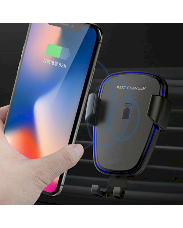 Fusion QI-206 Универсальный Держатель C Беспроводной Зарядкой (10W) Черный