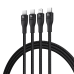 Baseus Flash Series 3 3in1 cable 100W USB-C - USB-C+USB-C+ Lightning 1.5m + 3 x 0.25 m - black