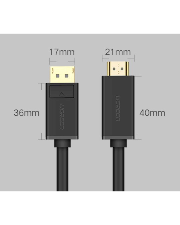 Ugreen Uni-directional DisplayPort to HDMI cable 4K 30 Hz 32 AWG 1,5 m (DP101 10239)