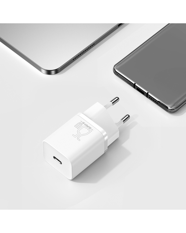 Baseus Super Si Quick Charger 1C 25W с кабелем USB-C для USB-C 1м (белый)