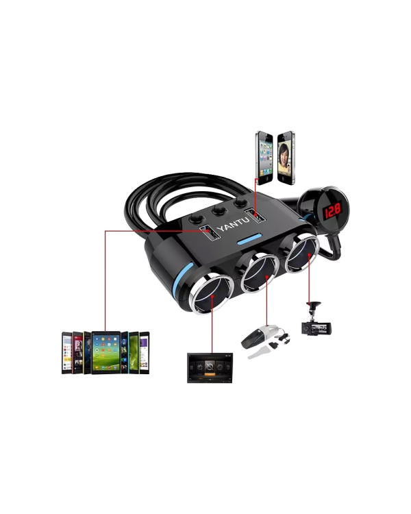 Goodbuy 3 x автомобильное зарядное устройство разветвитель 12 | 24V | 2 x USB 2.1A | LED