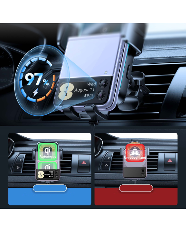 Joyroom JR-ZS246 Dual-Coil Wireless Car Charger Holder (Air Vent)-Black