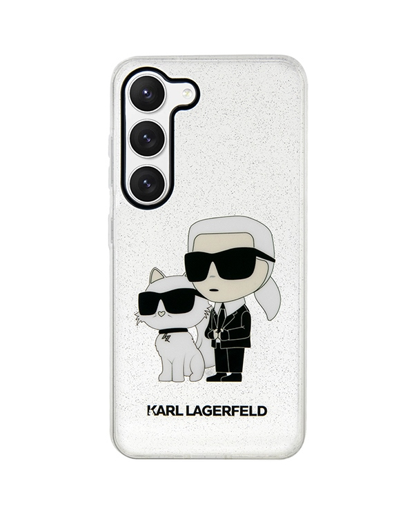 Karl Lagerfeld IML Glitter Karl and Choupette NFT Case for Samsung Galaxy S23+ Transparent