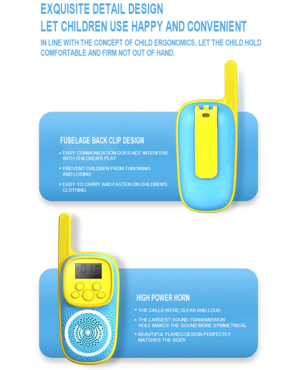 Детская рация Fusion Clear Sound с радиусом действия 1-3 км / светодиодный фонарик / аккумулятор (сине-желтый)