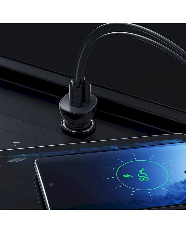Choetech fast car charger USB Type C PD / USB QC3.0 3A 36W black (TC0005)