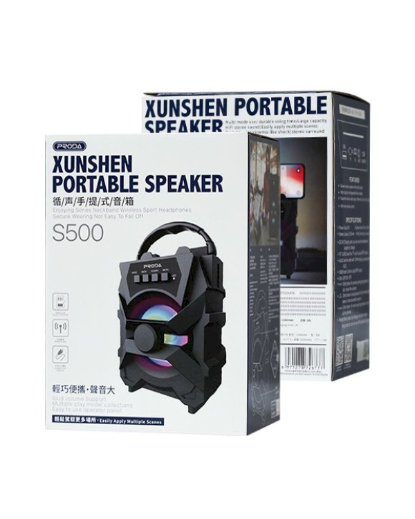 Proda Xunshen портативная беспроводная Bluetooth-колонка FM-радио / SD-кардридер / AUX / USB черный