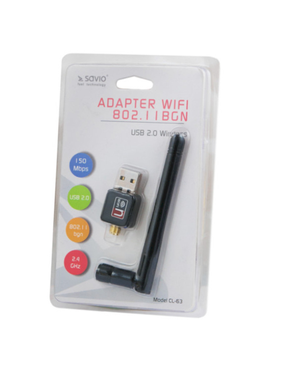 Savio CL-63 Беспроводной Wi-Fi Адаптер (USB 2.0, Wireless, 150Mbps, IEEE 802.11b/g/n)