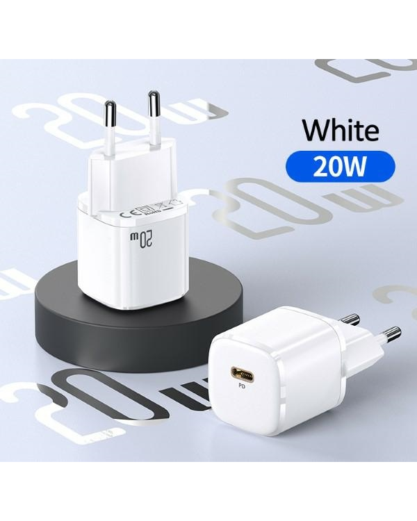 USAMS Ład. siec. 1xUSB-C T36 mini 20W (only head) PD3.0 Fast Charging biały|white CC124TC02 (US-CC124)