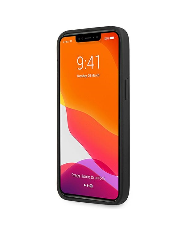 AMG AMHCP14LGSEBK iPhone 14 Pro 6,1" |Черный жесткий чехол из натуральной кожи с тиснением в виде линий