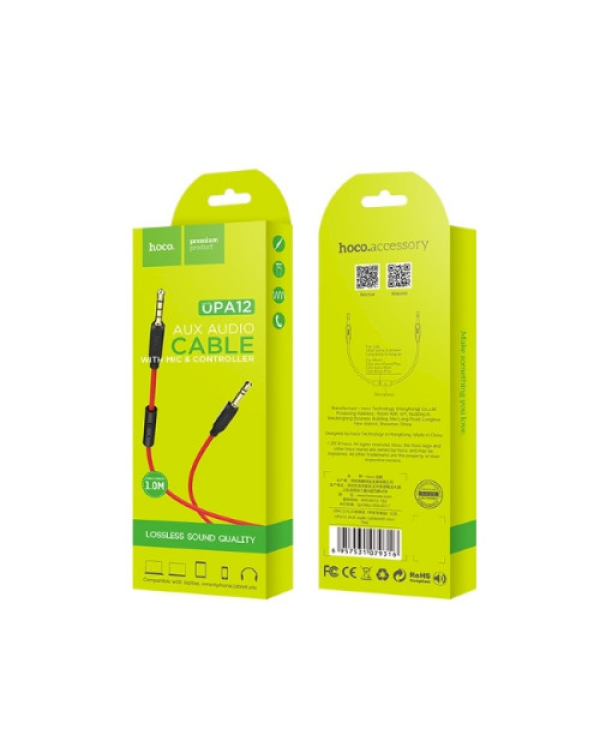 Hoco UPA12 Премиум AUX провод 3.5 mm -> 3.5 mm с Микрофоном 1m Красный