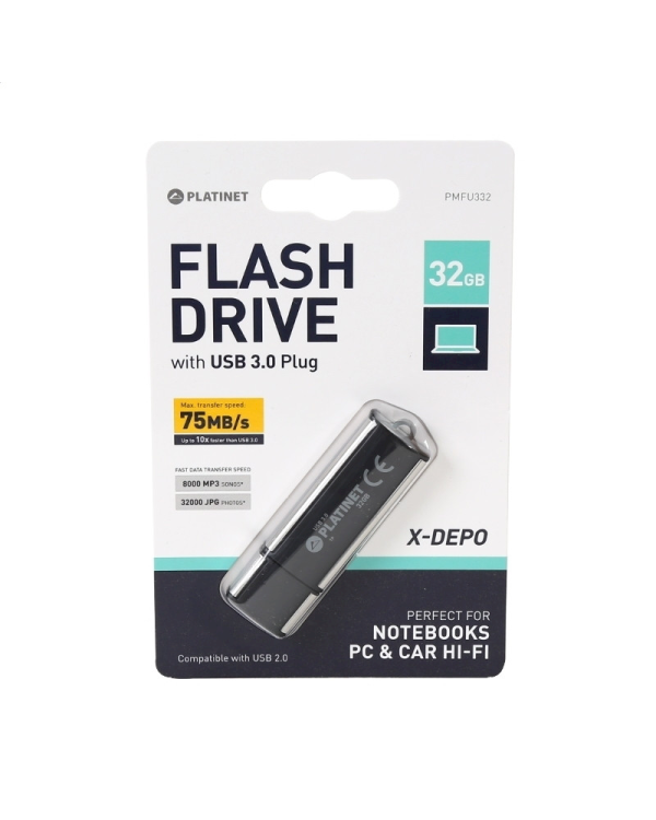 Platinet X-DEPO PMFU332 32GB USB 3.0 Флеш Память Черная