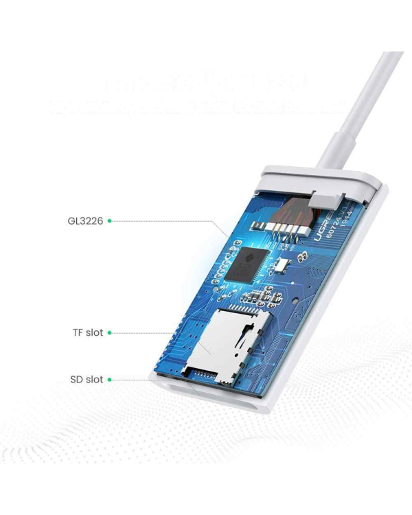 Ugreen memory card reader OTG SD 4.0 | micro SD (TF) 4.0 (UHS-II, UHS-2 - 280 MBps) to USB Type C 3.2 Gen 1 white (CM265 60724)