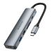 Borofone Adapter DH15 Buddy 6 in 1 - Type C to HDMI + Type C + USB 3.0 + USB 3.0 + SD + microSD - PD 100W grey