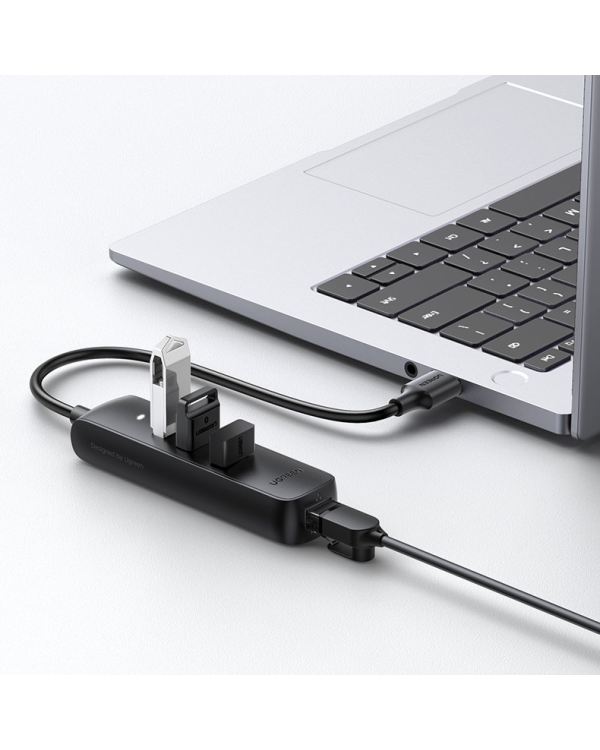 Ugreen adapter USB Type C - Ethernet RJ45 | 3 x USB black adapter (CM416)