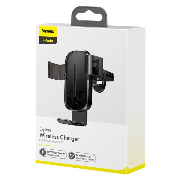 Baseus inAuto WXYL-K01 Универсальный Держатель C Беспроводной Зарядкой + Micro USB Провод 1.2м Черный