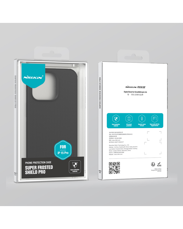 Nillkin Super Frosted PRO Back Cover for Apple iPhone 15 Pro Black (Without Logo Cutout)