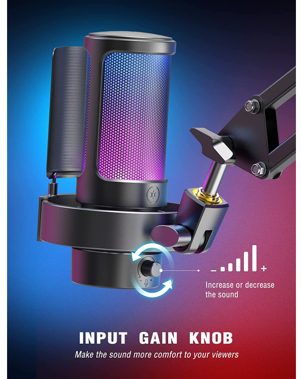 Микрофон Fifine Amplifire A8 RGB для игр | подкасты | потоки | штатив | черный