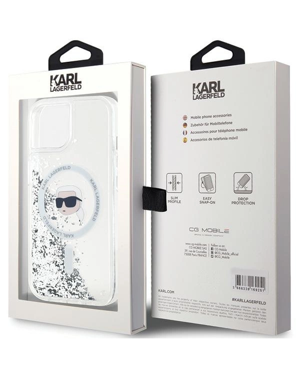 Karl Lagerfeld Liquid Glitter Karl Head MagSafe case for iPhone 15 | 14 | 13 - transparent