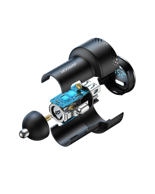 Car charger with voltmeter 53W (USB C, USB) Joyroom JR-CCD01 black