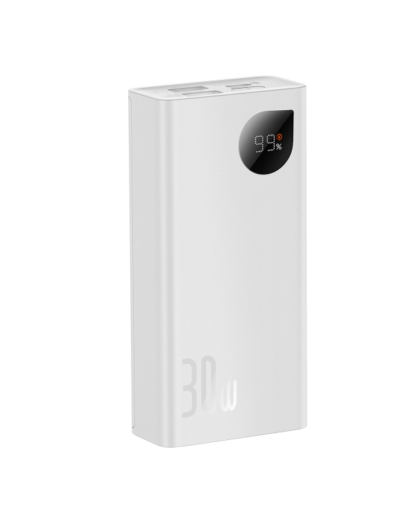 Baseus Adaman2 power bank with digital display 10000mAh 30W 2 x USB | 1x USB Type C Power Delivery Quick Charge SCP white (PPAD040002)
