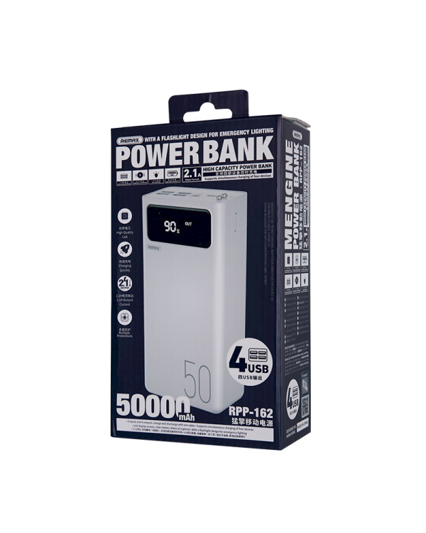 Remax RPP-162 MENGINE Series Power Bank Портативный аккумулятор 50000 mAh / 2.1A белый