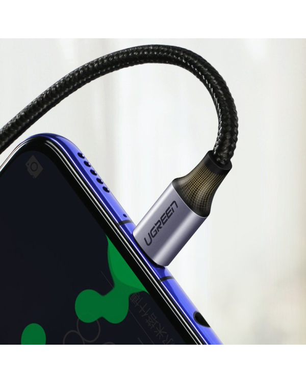 Ugreen angled cable USB Type C - USB Type C Power Delivery 60 W 20 V 3 A 1 m black-gray cable (US255 50123)