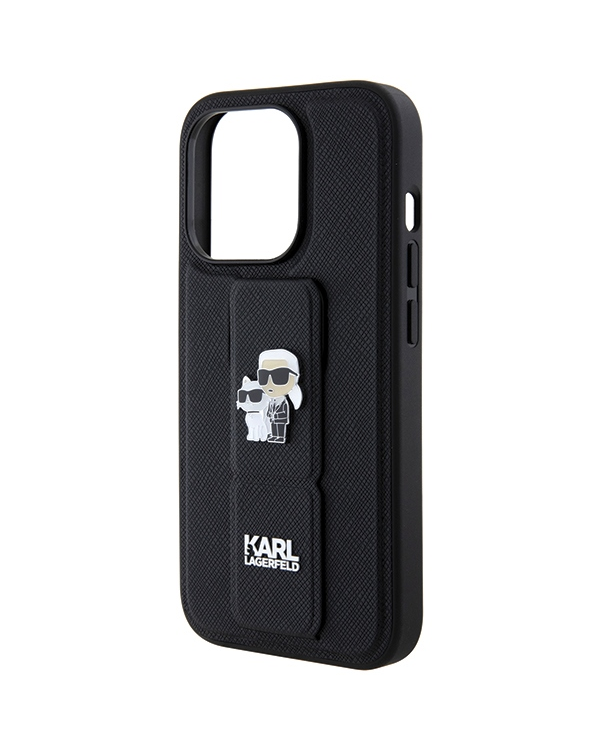 Karl Lagerfeld KLHCP13LGSAKCPK iPhone 13 Pro | 13 6.1" черный жесткий чехол Gripstand Saffiano Karl&Choupette Булавки